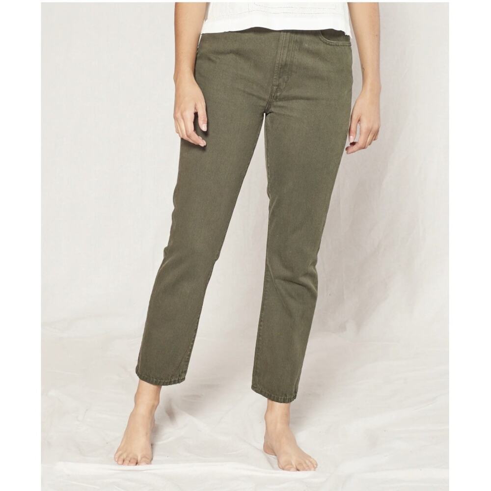 NEW Outerknown Women’s Dune High Rise Slim Fit Jeans Pine Green Size 28 NWT